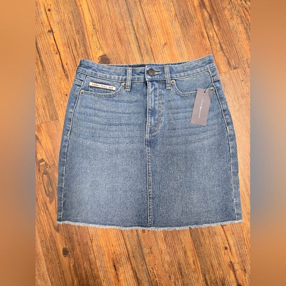 Tommy Hiliger denim skirt 2-4 nwt cute prep frayed hem boho - Picture 1 of 14